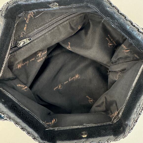 Whiting and David Metal Mesh Black Shoulder Bag Clutch Convertible Strap - Picture 7 of 11